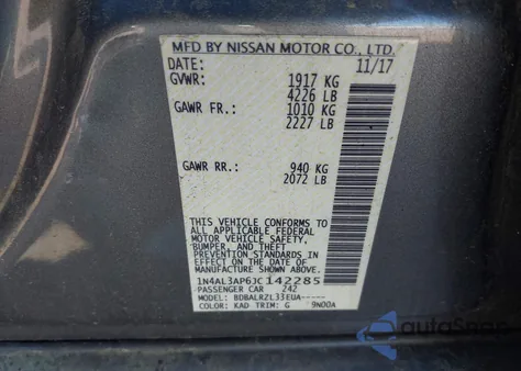 2018 Nissan Altima 2.5 Sl z USA, uszkodzony, nr VIN 1N4AL3AP6JC142285